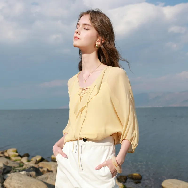 3COLOUR Shirts Women's Light Yellow-2
