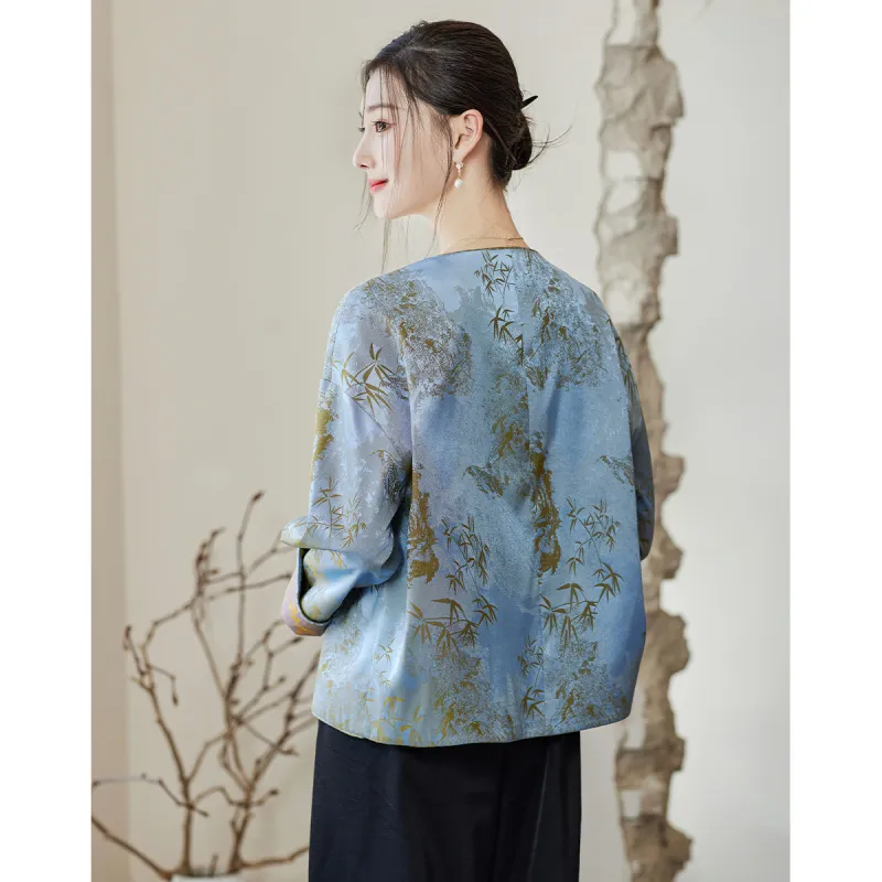 Like The Age Of Water Velvet feel Coat Women's Blue-5