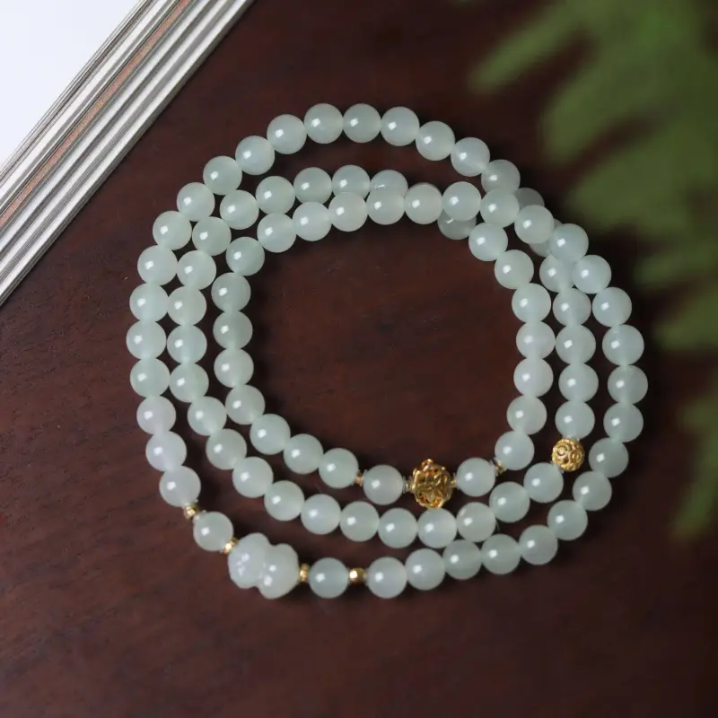 TIANTAISHAN Hetian Jade Bracelets White Jade/Pale Greenish White Jade Unisex-2
