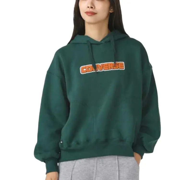 Converse CHENILLE SWEAT HOODIE Sweatshirt Women's Dark Green-2