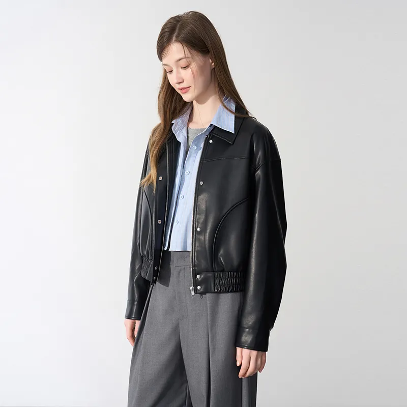 LEDIN Leather Jacket Women's Raven-5