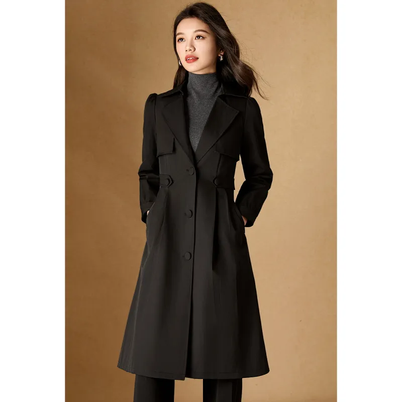 Mylan Trench Coat Cinched Waist Women's Black-4