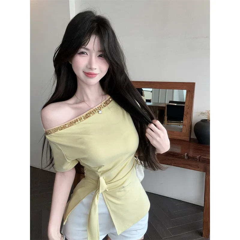 XIANSINIAO T Shirts Women's Yellow-2