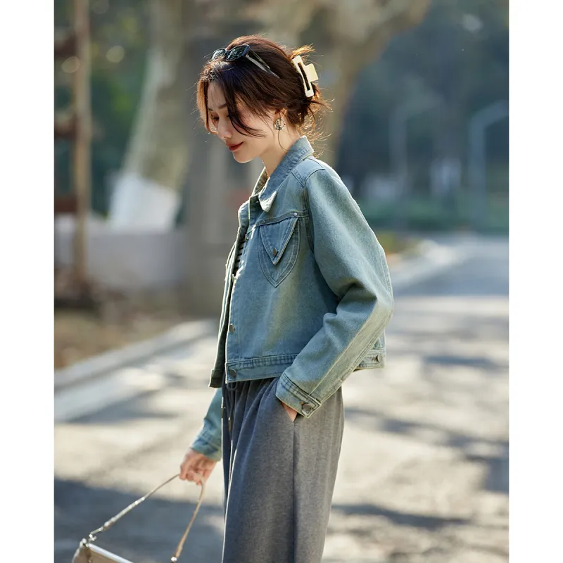 TERRE BLEUE Spring, Fall Denim Jacket Loose Fit Women's-6