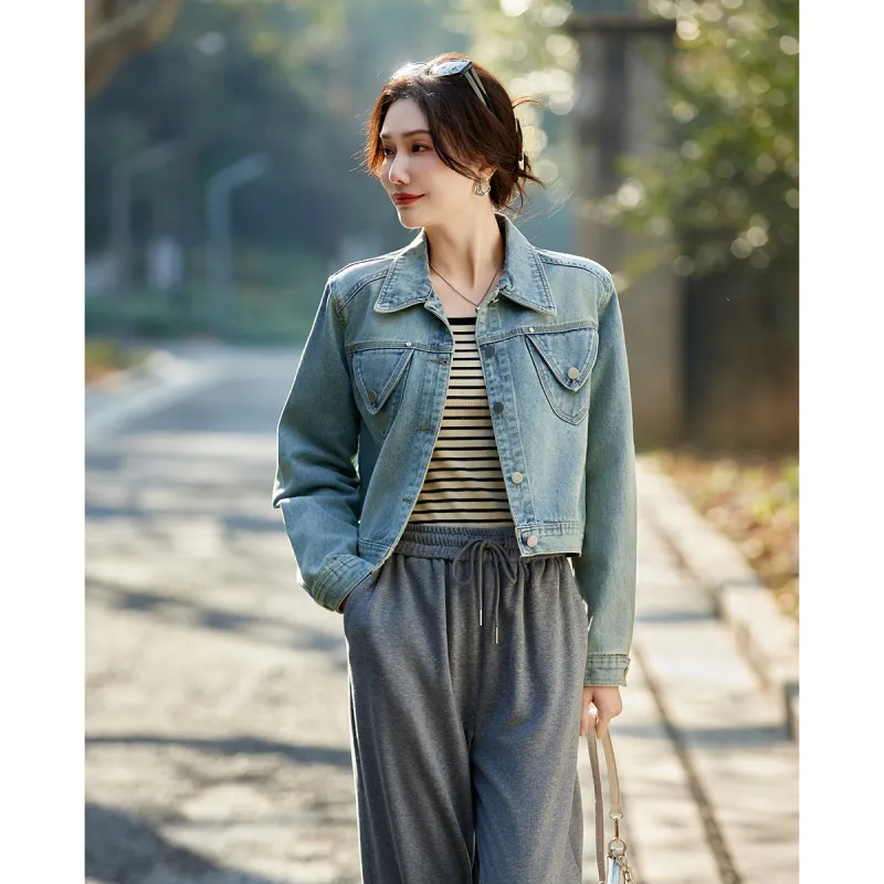 TERRE BLEUE Spring, Fall Denim Jacket Loose Fit Women's-0