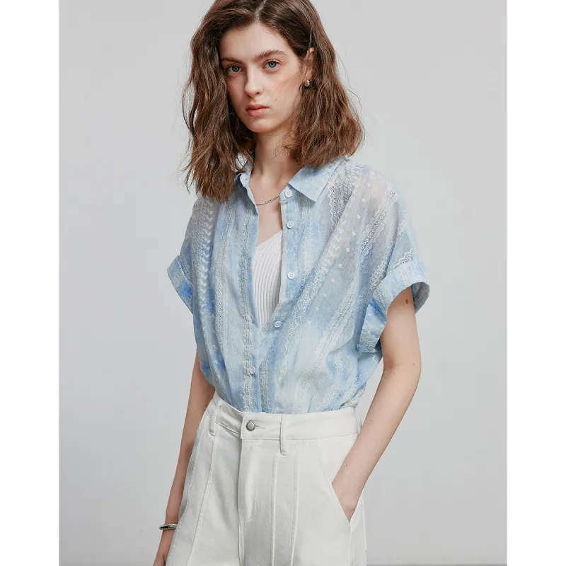 Initial Language Shirt Women's Tie Dye Blue-4