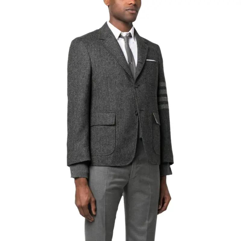 THOM BROWNE Stripe Detailed Single Breasted Tailored Blazer-3