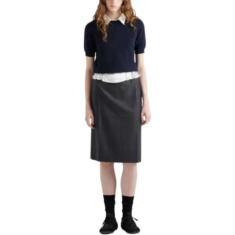 PRADA High Waist Straight Hem Skirt-1