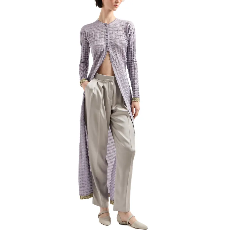 GIORGIO ARMANI Pleated Jersey Long Cardigan-1