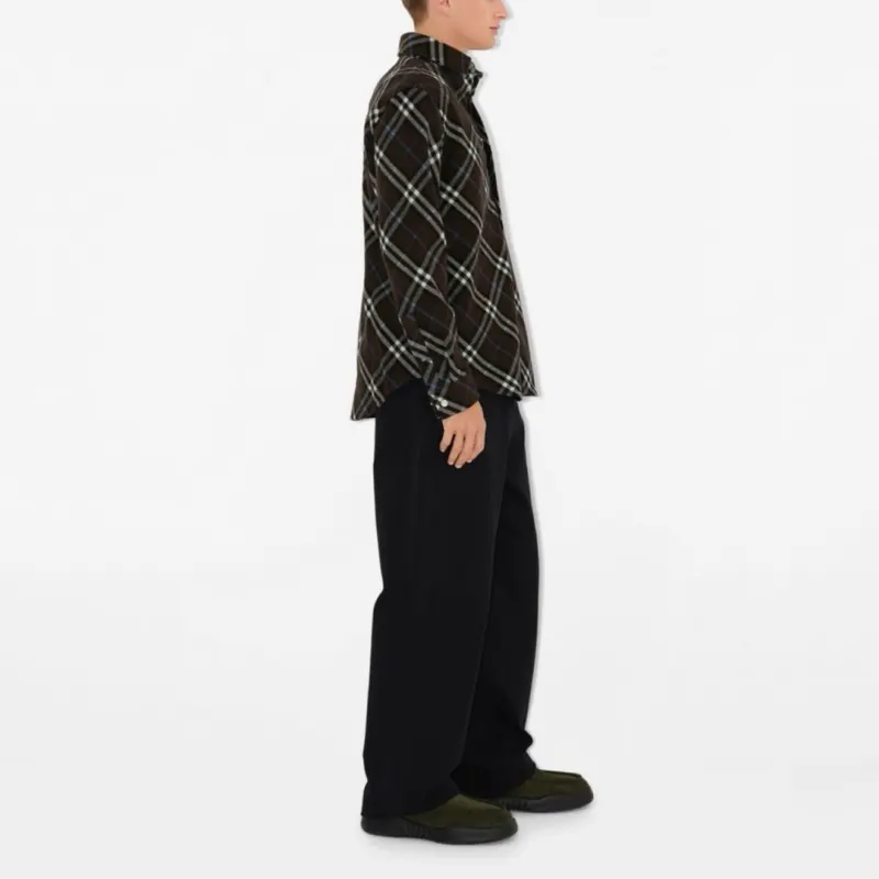 Burberry Check pattern Wool Shirt-4