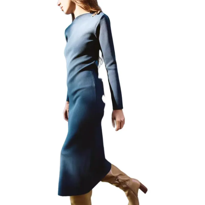 ZARA Long Sleeved Dress Women's Duck Blue-2