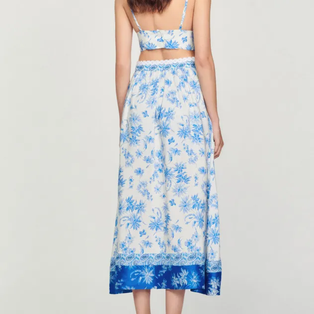 Sandro Casual Long Skirts Women's Blue White-1