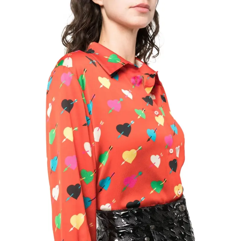 MSGM Heart Printed Straight Hem Shirt-4