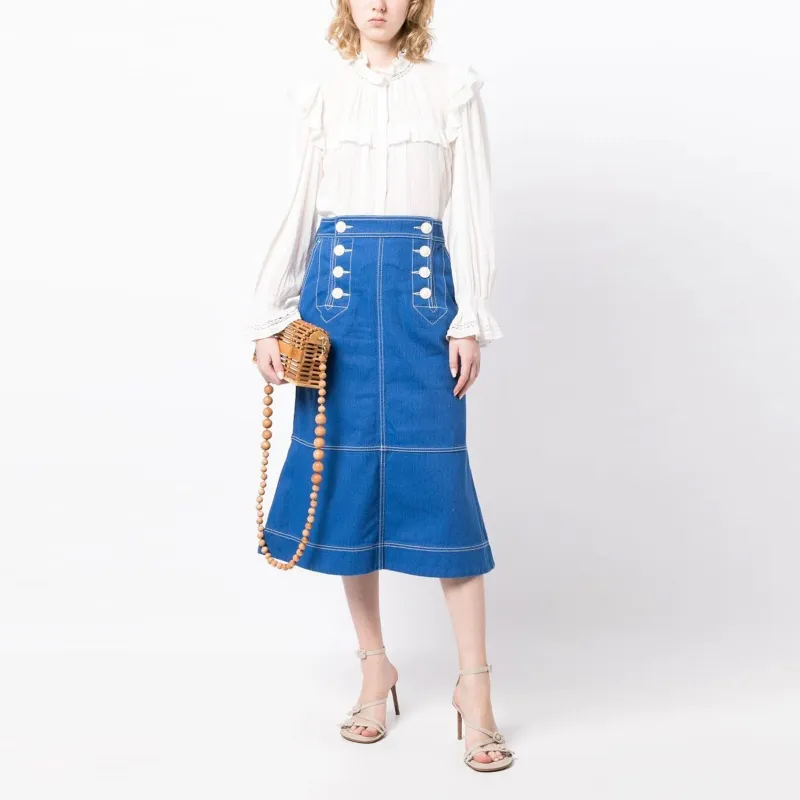 Zimmermann Denim Long Skirts Women's Blue-1