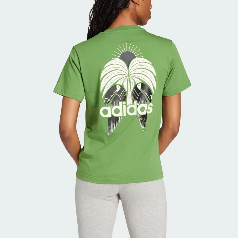 Adidas Women's Farm Graphic T Shirt Crew Green-2