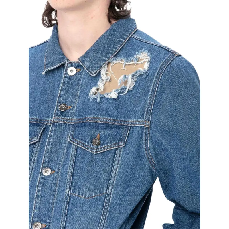 JW Anderson Distressed Collared Button-Up Jacket-4