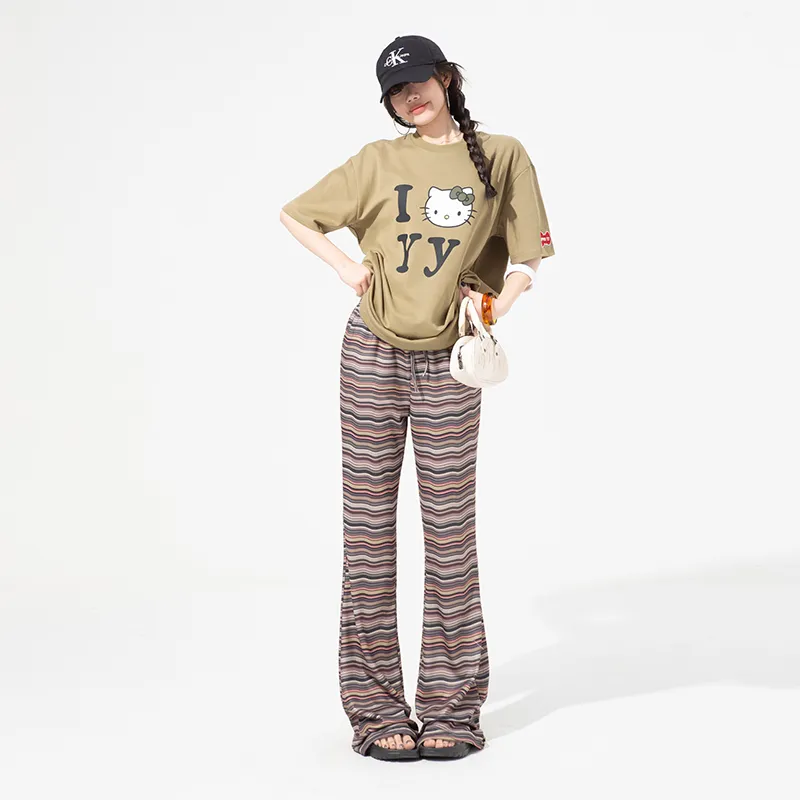 OROI Casual Pants Women's Stripes Brown-2