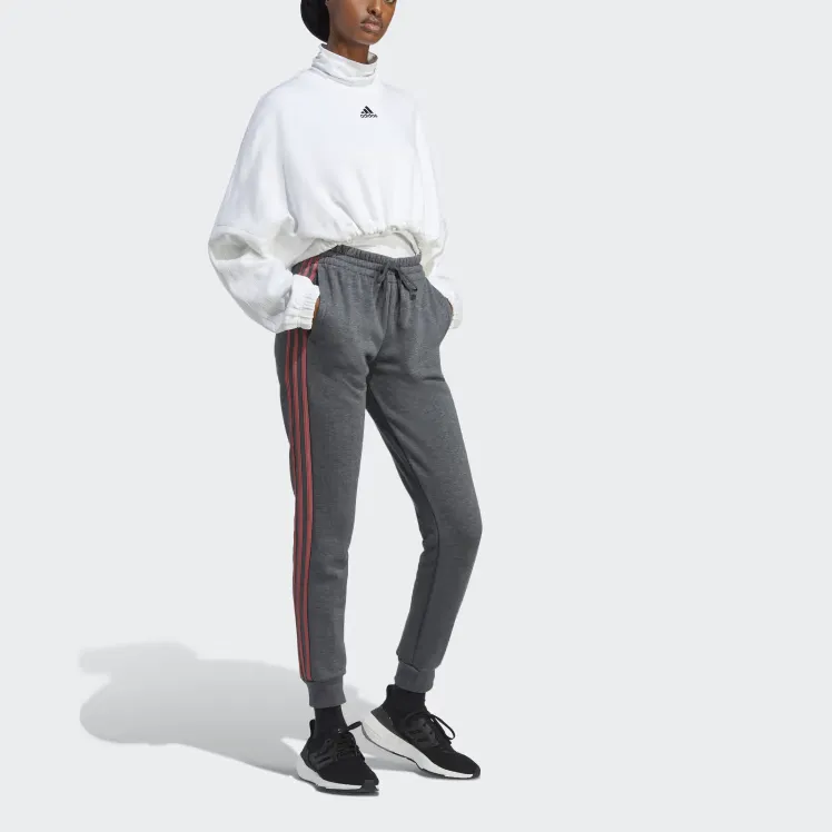 Adidas Essential Knitted Sweatpants Women's Deep Gray Heather/Miracle Red-1