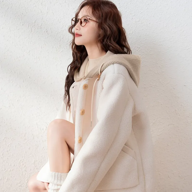 Tonlion Velvet feel Coat Women's Ecru-4