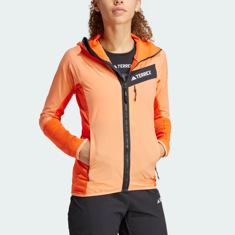 Adidas Terrex Techrock Hooded Wind Fleece Jacket Jackets Coats Women's Orange-1