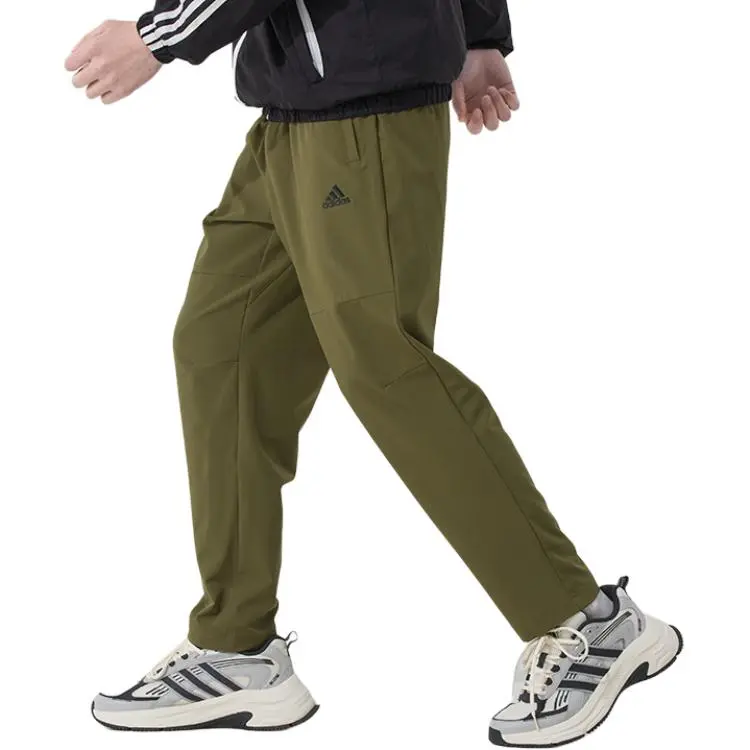 Adidas SS25 Knitted Sports Pants Men's Olive Green-3