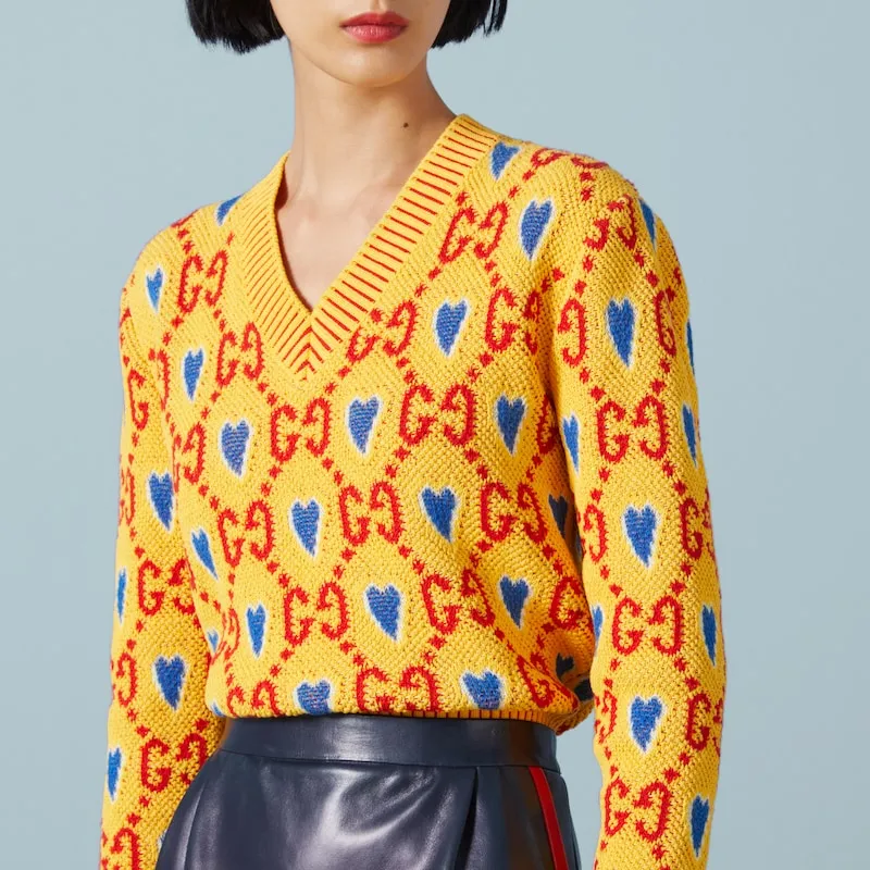GUCCI Valentine's Day Collection FW23 Sweater Women's Yellow-4