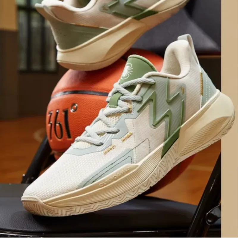 361° Anti Slip Wear Resistant Low Top Basketball Shoes Men's Green-3