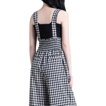 You Cow Me Pants SS24 Overalls Women's Black White Plaid