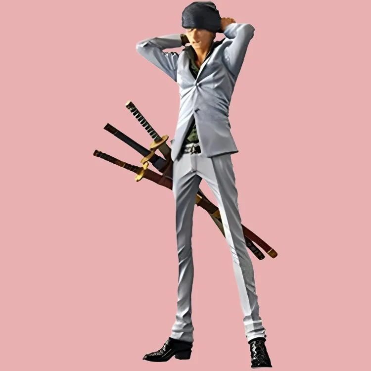 BANPRESTO Roronoa Zoro Glass Factory King Of Artist One Piece Roroya Zoro White Ver. Scale Figures 26cm-5