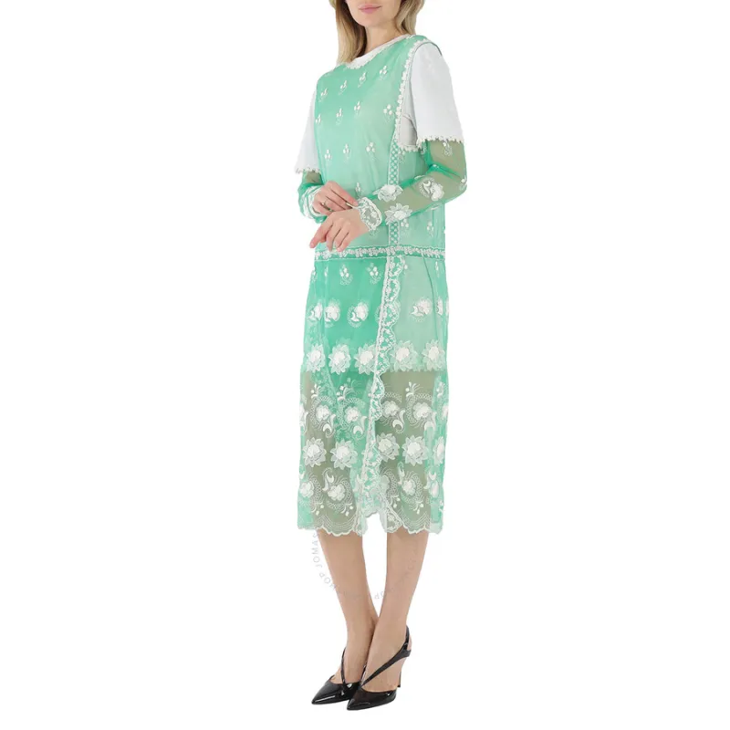 Burberry Long Sleeved Dresses Women's Green-5