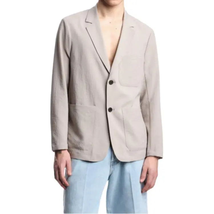 EMPORIO ARMANI Single breasted Jacket In Nylon Seersucker-1