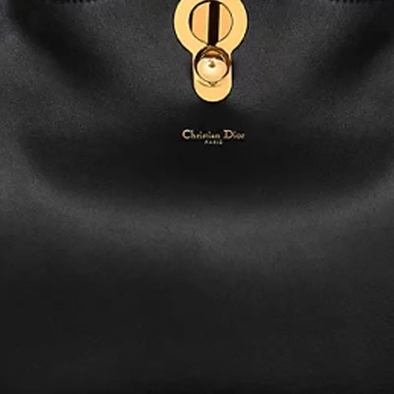 DIOR Calfskin Hobo Bag, Handbag, Shoulder Bag Large Size Women's Black-3