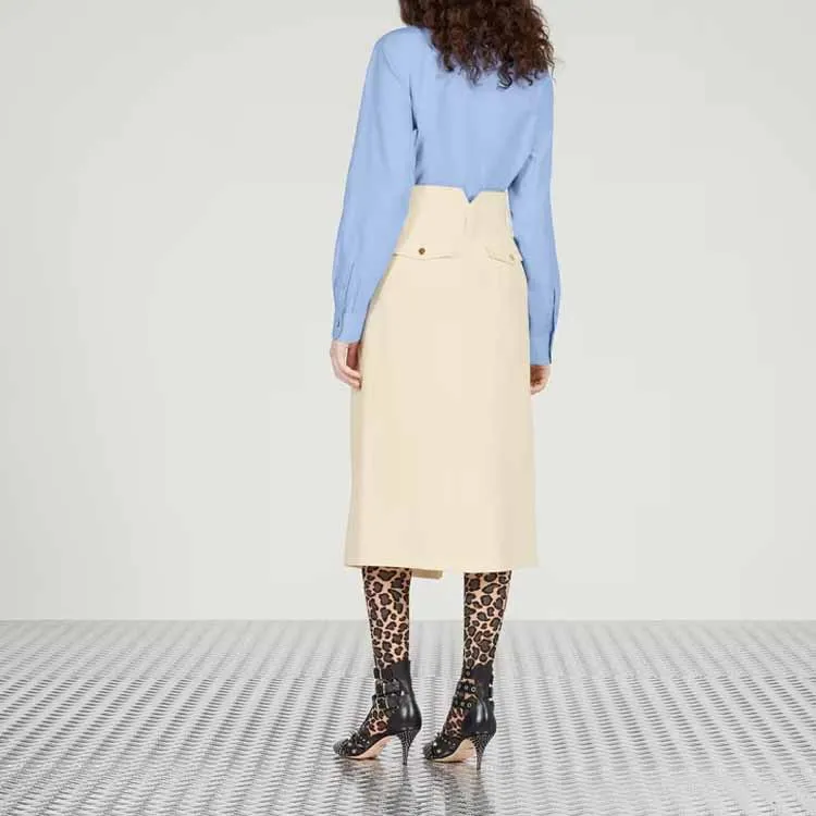 GUCCI Asymmetrical Wrap Linen Skirt-3