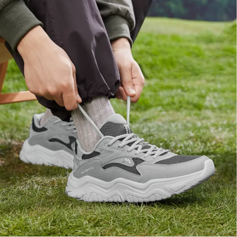 361° Anti-Slip Wear-Resistant Low-Top Casual Shoes Men's Gray White-3