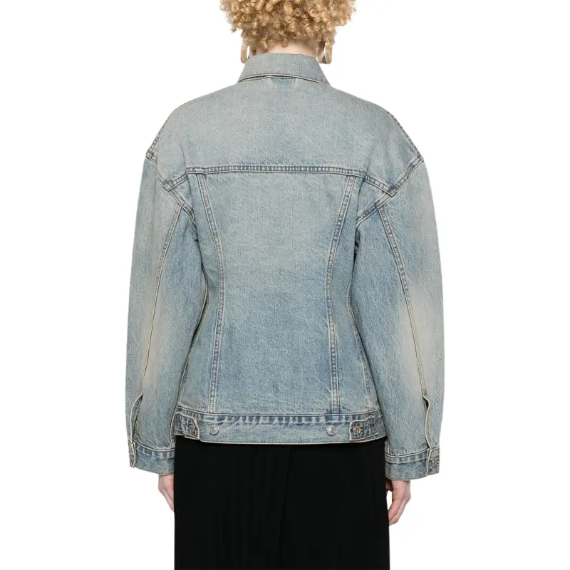 Balenciaga Collared Button Up Denim Jacket-3
