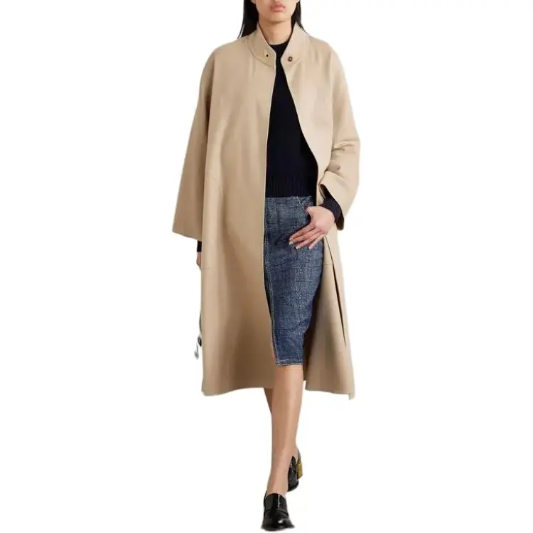 Loro Piana Belted Collarless Long Coat-2