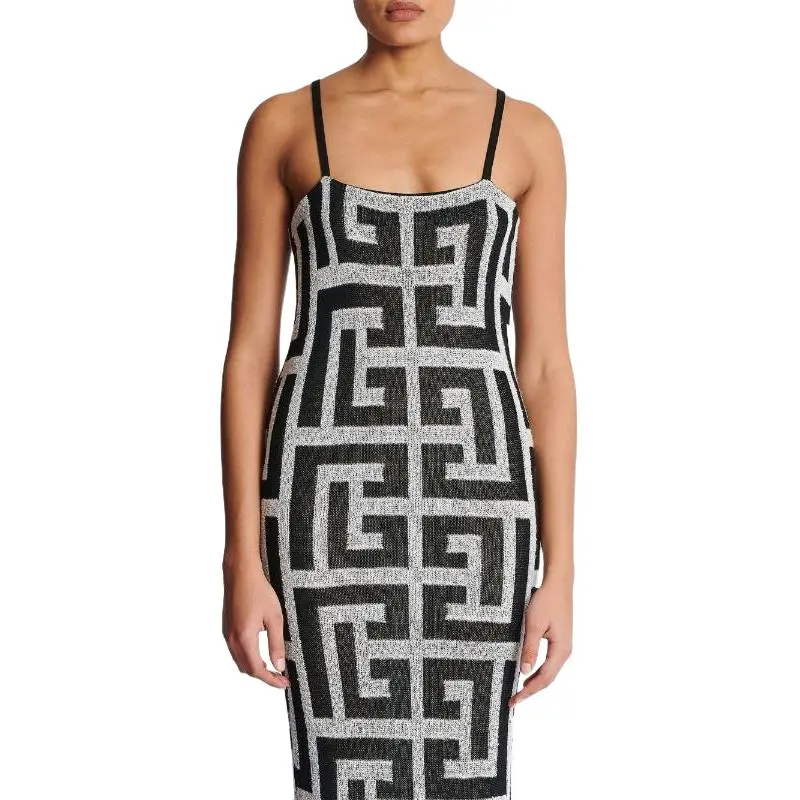 BALMAIN Monogram-jacquard Midi Dress-2