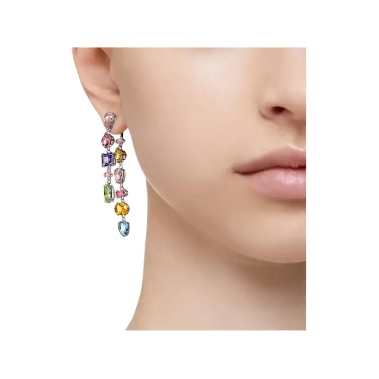 Swarovski Rhodium-Plated Earrings Women's Multicolor-4