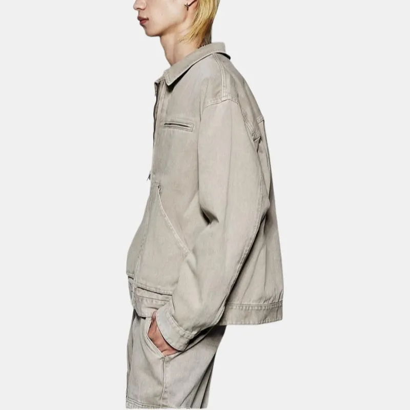 H&M Denim Jacket Men's Khaki Green-1