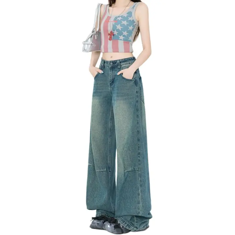 Concubine Zhu Jeans Women's Yellow Blue-1