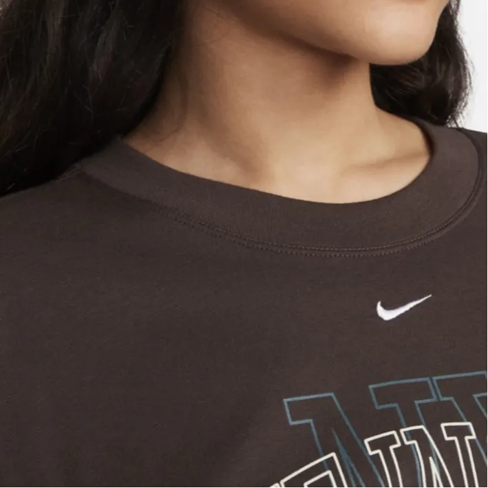 Nike Sportswear Essentials Series Drop Shoulder Sleeve T-Shirt Women's Brown-3