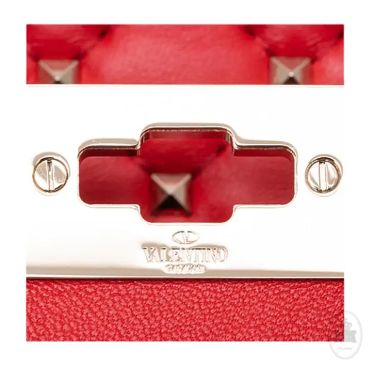 Valentino Cow Leather One Shoulder Handbag Women's Red-5