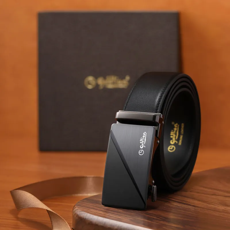 GOLDLION Top Grain Cow Leather Belts Men's Black 3.5cm-13
