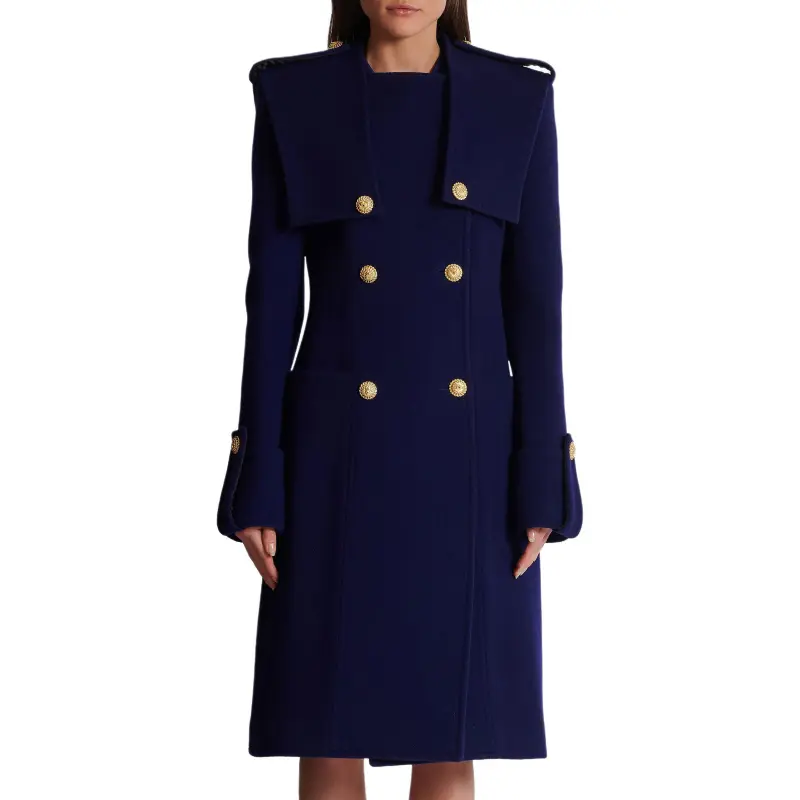 BALMAIN Double Breasted Long Sleeved Trench Coat-2