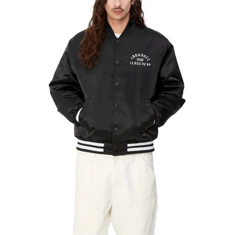 Carhartt WIP SS24 Class Of 89 Bomber Jacket Baseball Jacket Men's Black-3