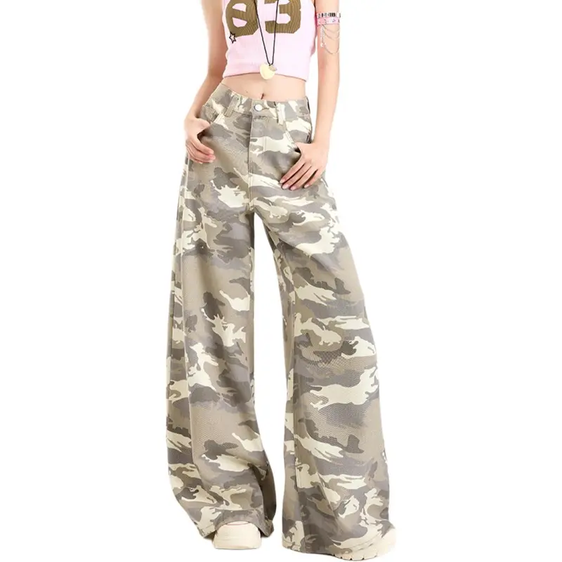 NHZN Jeans Women's Camouflage Apricot-1