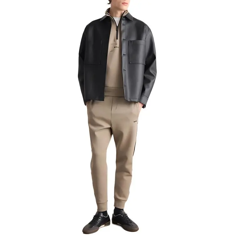 HUGO BOSS Knitted Sports Pants Men's Taupe-1