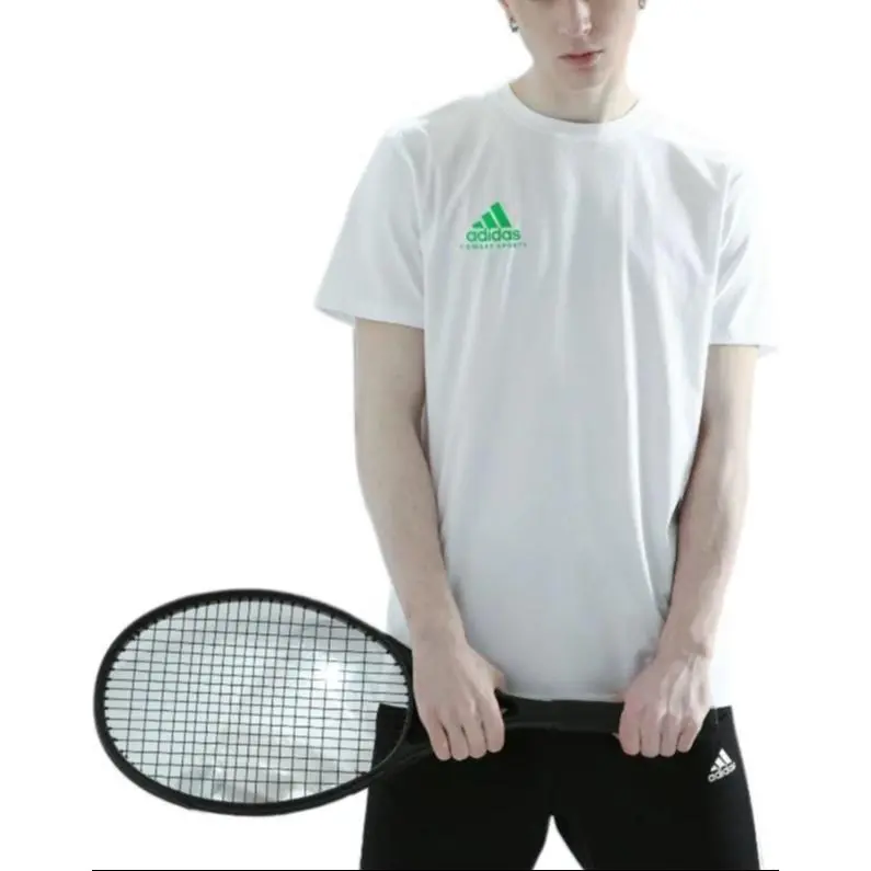 Adidas T Shirts Men White With Green Logo-2