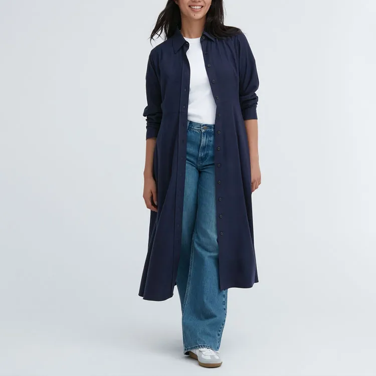 UNIQLO Long-Sleeved Dresses Women's 69 Navy Blue-1