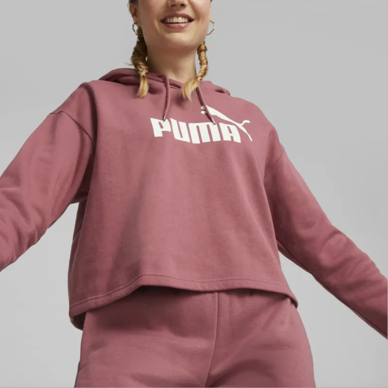 PUMA Metallic Nights Essentials Cropped Small Logo Hoodie TR Sweatshirt Women's Pink-3